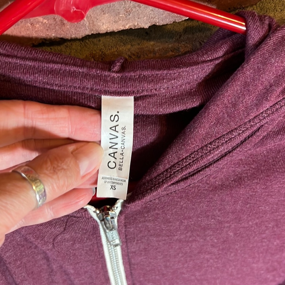 Lightweight zip up hoodie burgundy - Picture 2 of 5